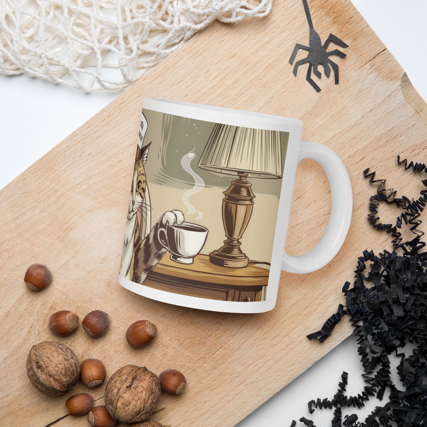 Tazza bianca lucida Gatto caffé e dominanza