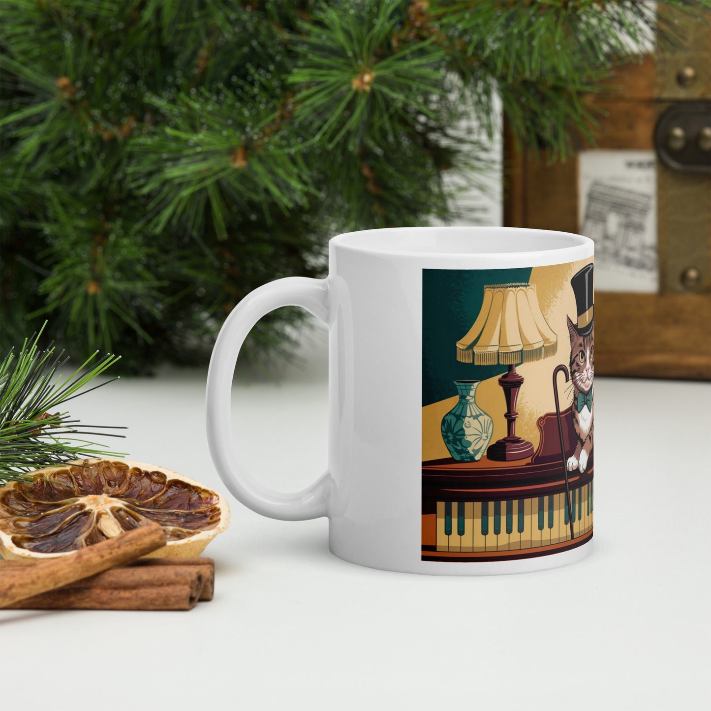 Tazza bianca lucida Life is better with a cat